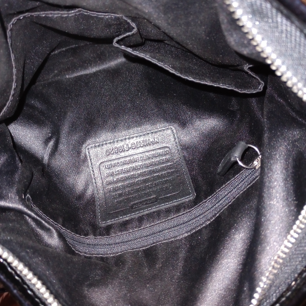 Authentic Coach NWOT black fabric, metallic silver lettering shoulder bag. - Picture 3 of 5
